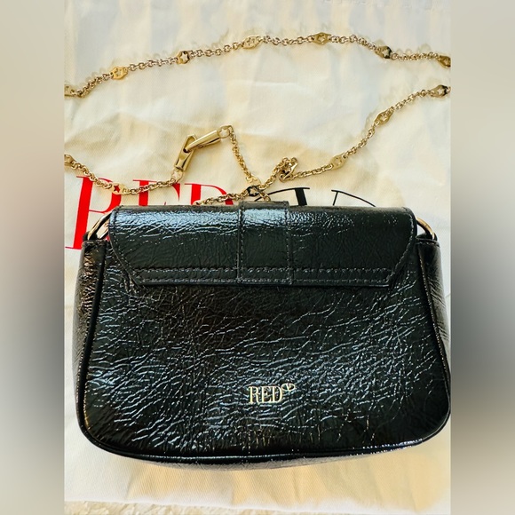 RED Valentino Black Patent leather Mini Shoulder Bag with golden chain - Picture 9 of 11